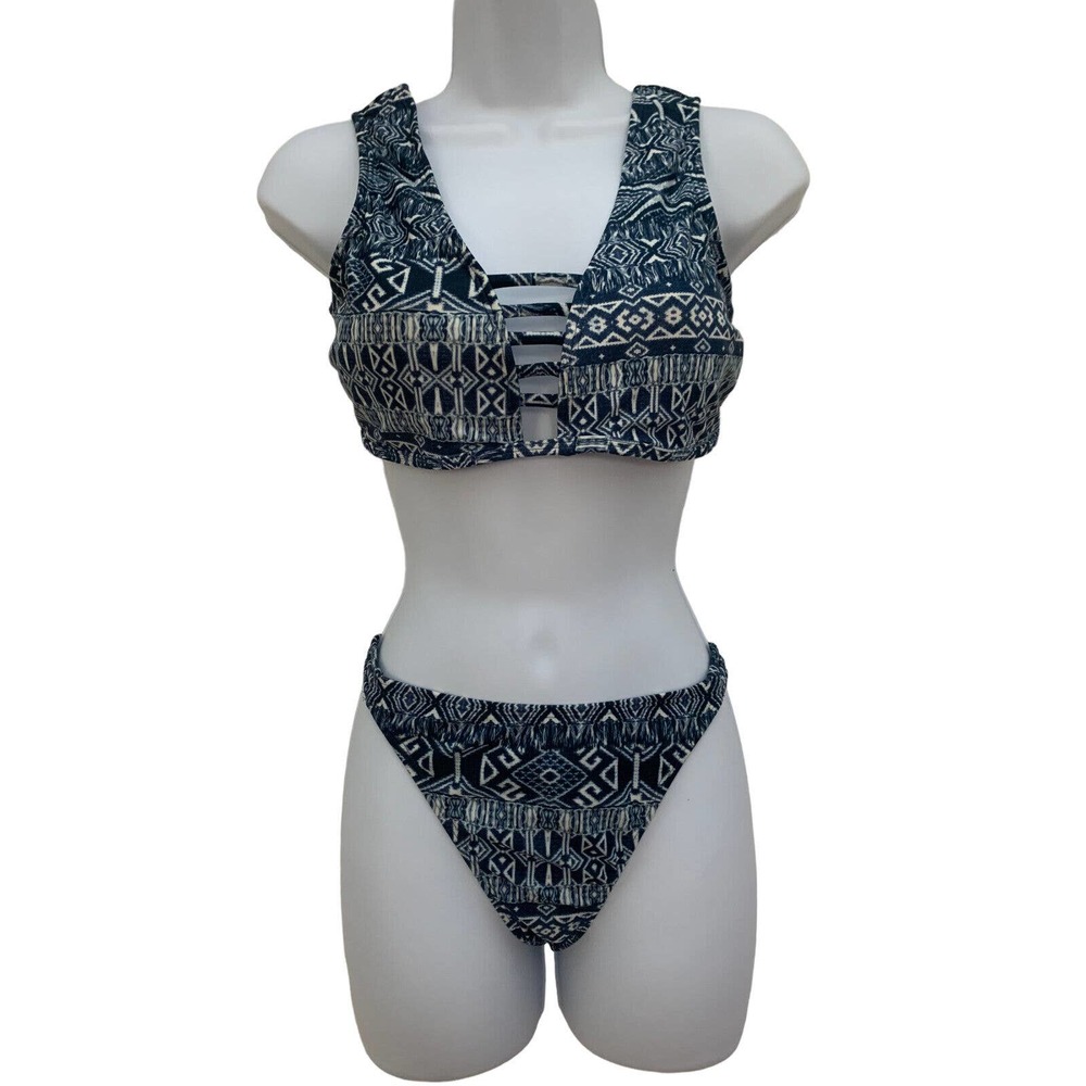 INDIGO REIN Juniors size L Blue Bikini Padded Bra Butt Contouring Bottom